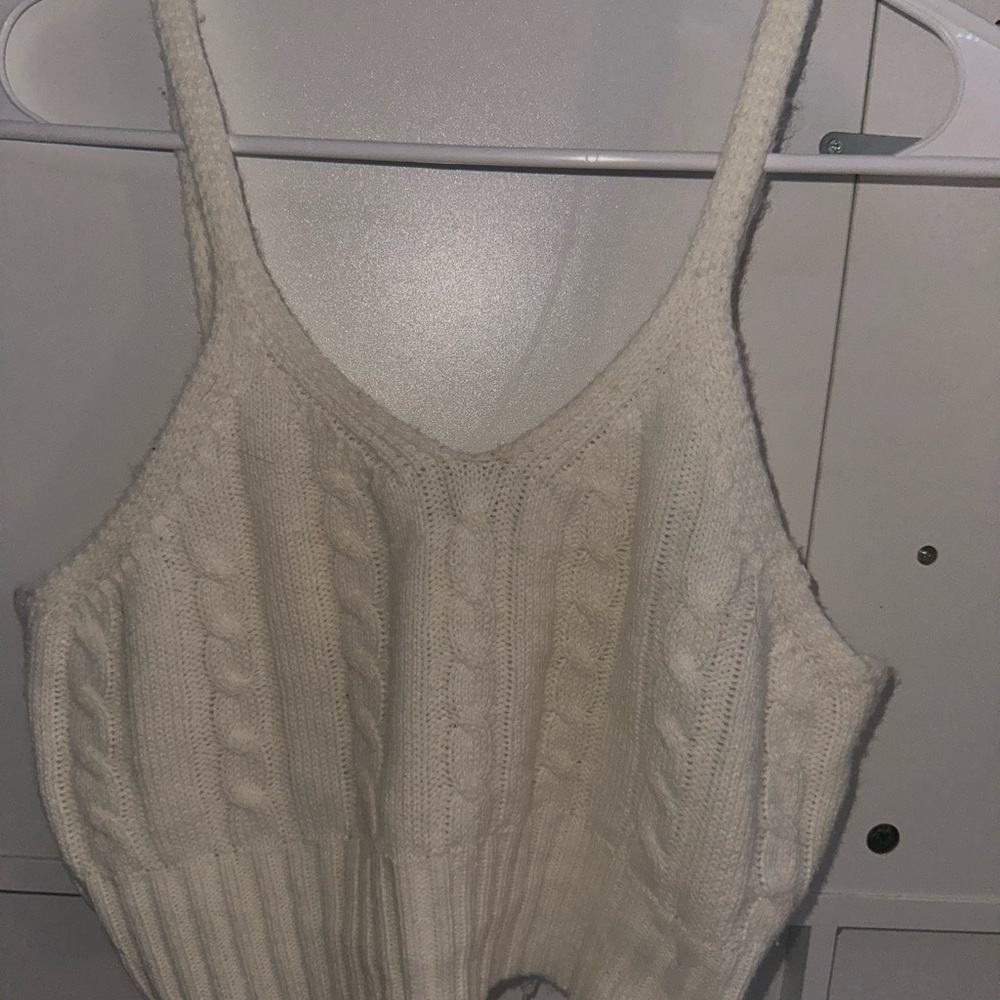 Cable Knit Cream Tank Top